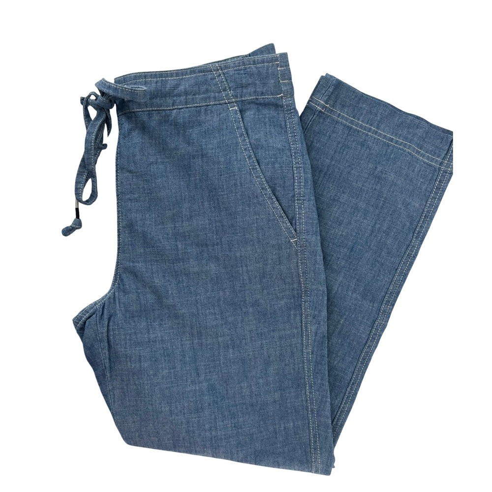 J.Crew Womens Blue‎ Cotton Chambray Drawstring Straight Leg Pants XS